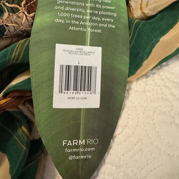 Farm Rio Tropical Green One-Shoulder jumpsuit - Picture 10 of 14